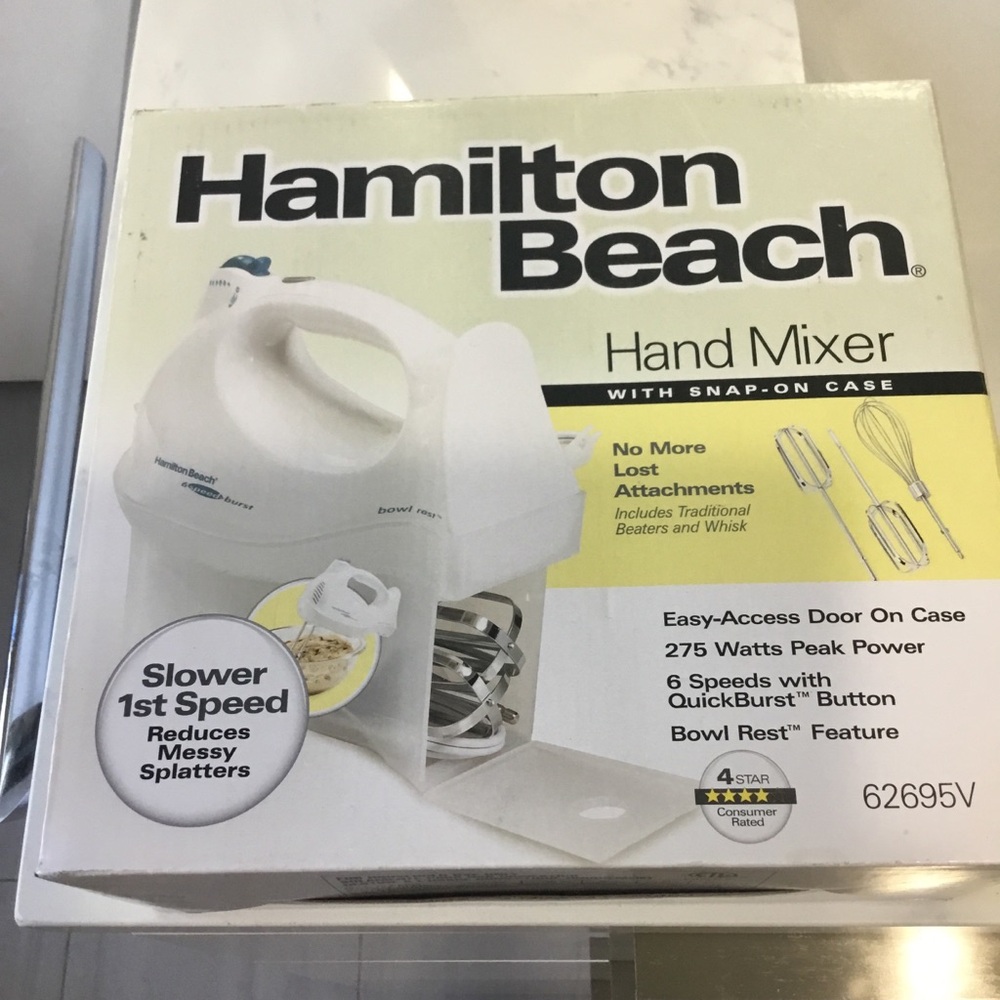 Hamilton Beach White Hand Mixer with Snap-On Case